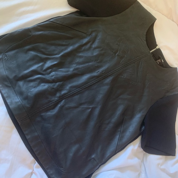 H&M Black Leather Short Sleeve Top With Solid Back - Picture 3 of 14